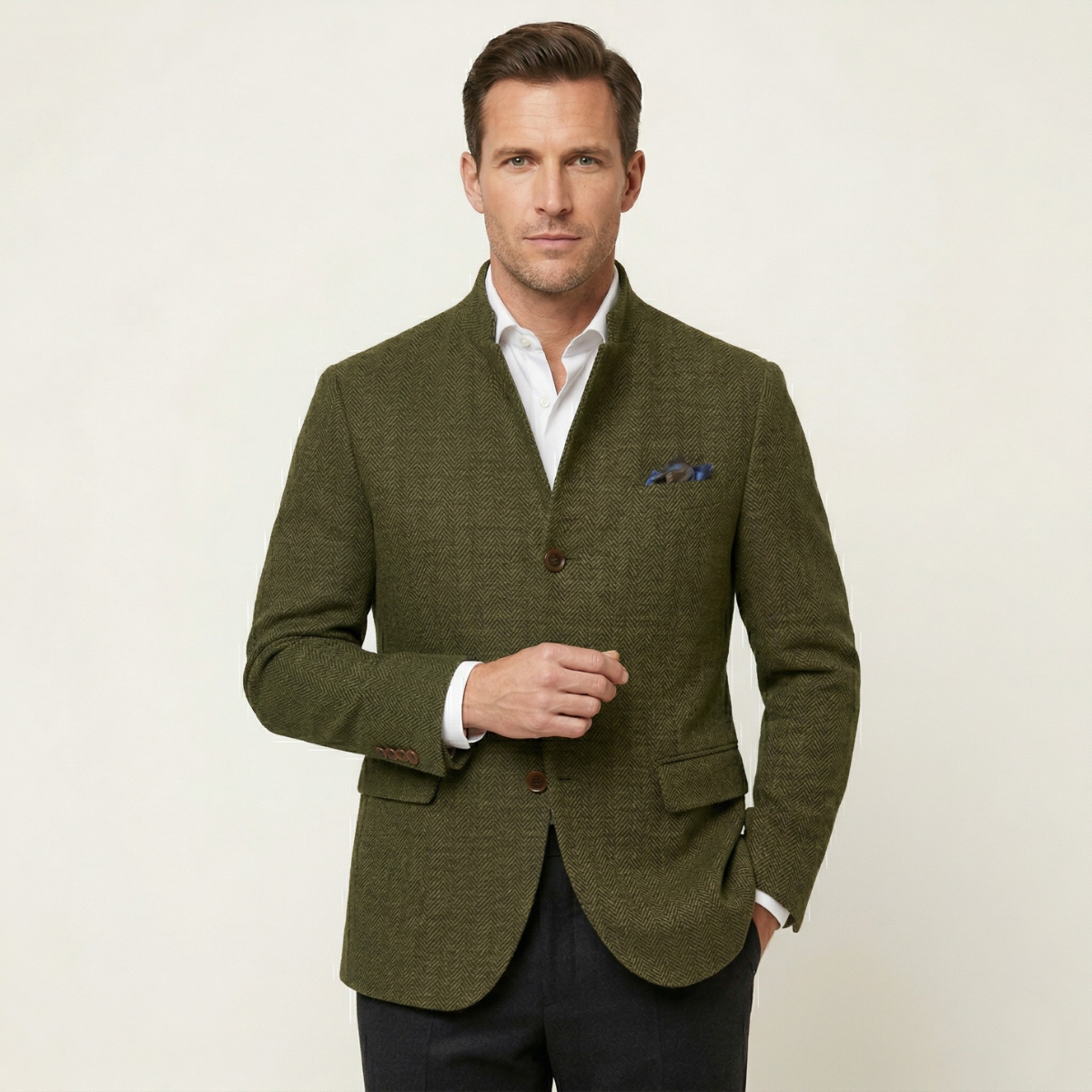 Blazer homme en tweed à motif chevrons 4
