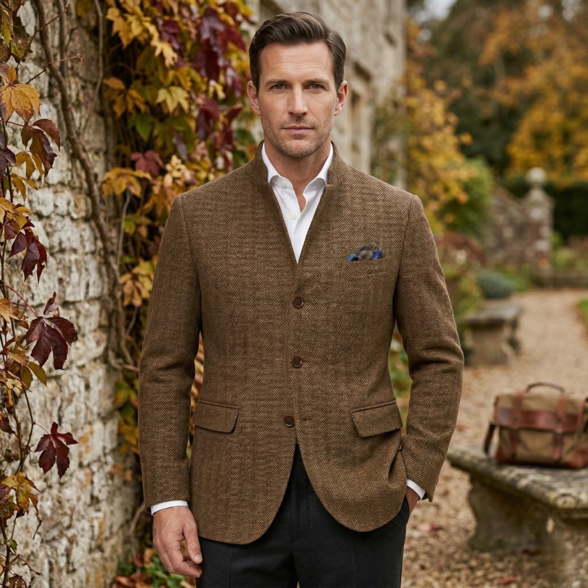 Blazer homme en tweed à motif chevrons 5