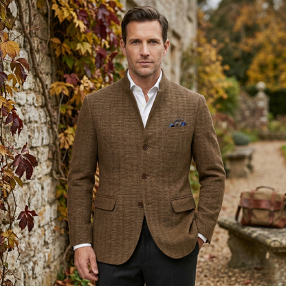 Blazer homme en tweed à motif chevrons 5