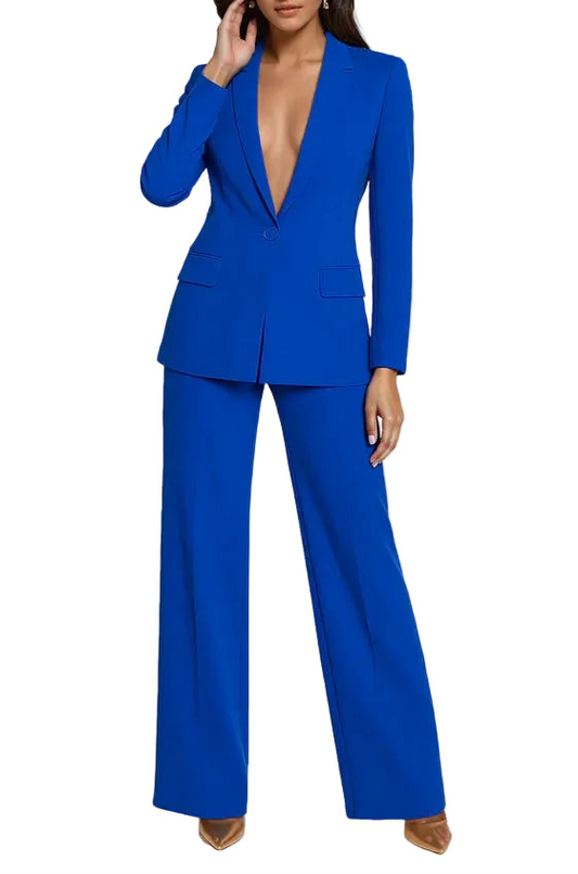 Ensemble blazer et pantalon pour femmes avec fermeture à bouton