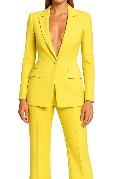Ensemble blazer et pantalon pour femmes avec fermeture à bouton