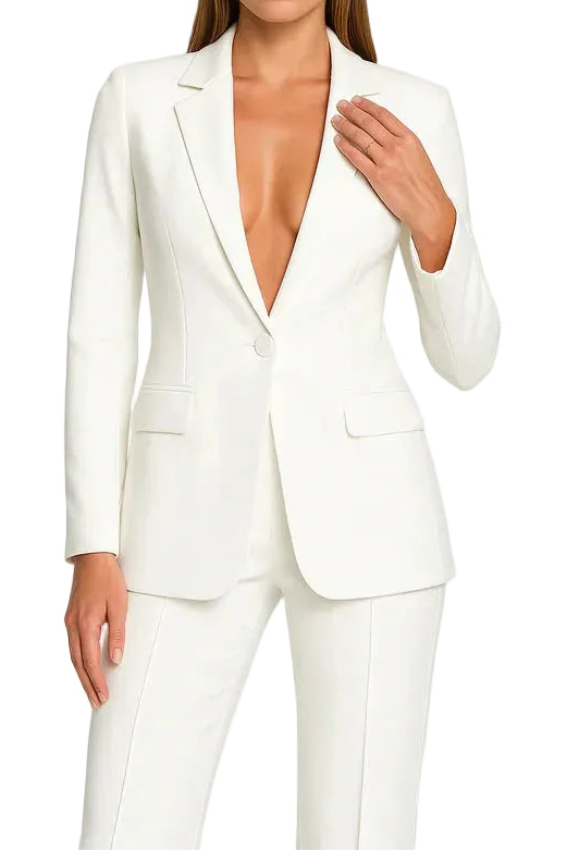 Ensemble blazer et pantalon pour femmes avec fermeture à bouton
