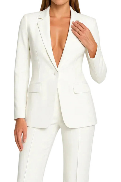 Ensemble blazer et pantalon pour femmes avec fermeture à bouton
