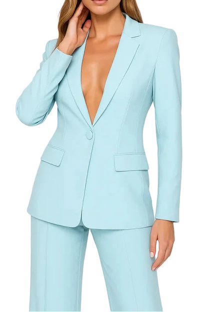 Ensemble blazer et pantalon pour femmes avec fermeture à bouton