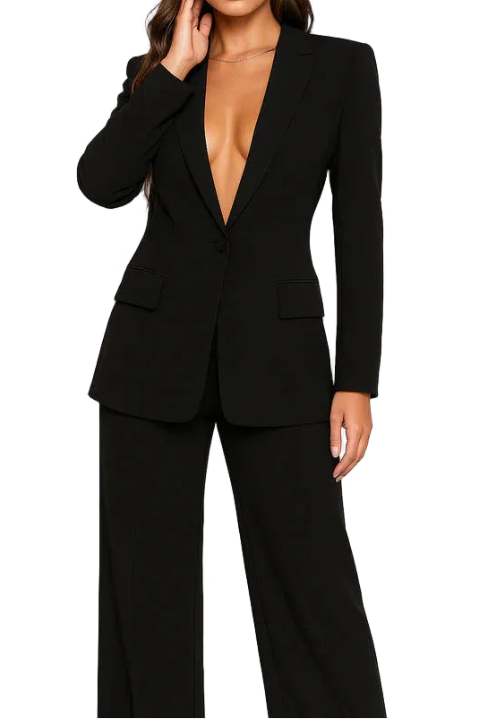 Ensemble blazer et pantalon pour femmes avec fermeture à bouton
