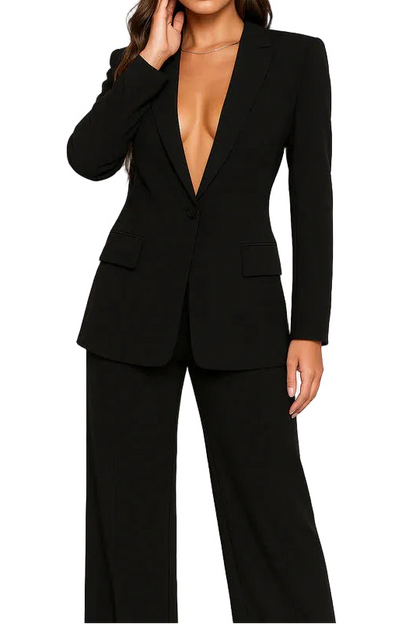 Ensemble blazer et pantalon pour femmes avec fermeture à bouton