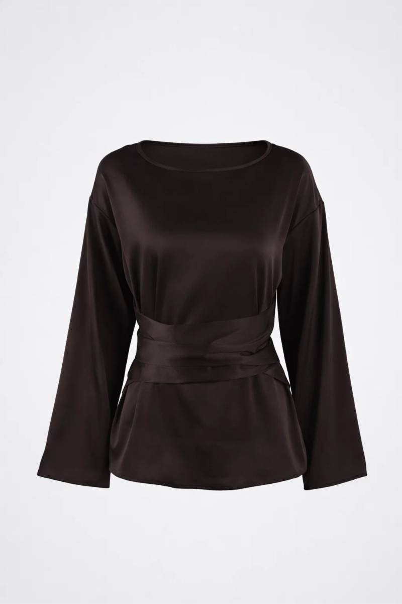 Blouse Women Long Sleeve Side Tie Closure Bow Detail 4