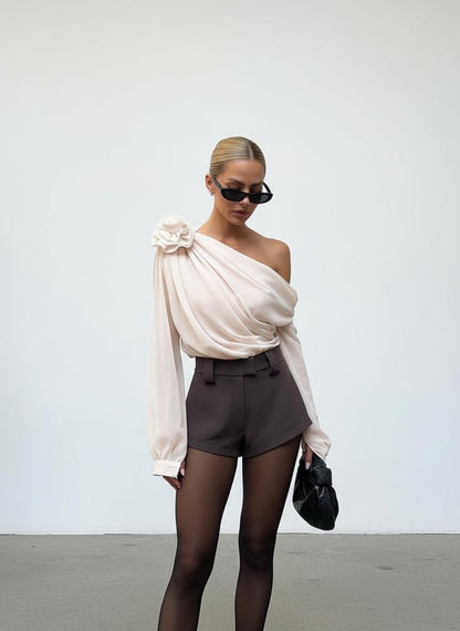 Blouse asymétrique en mousseline pour femme 2