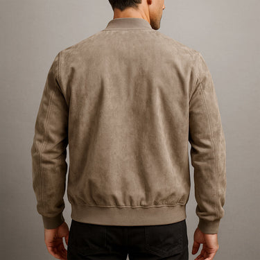 Blouson Bomber en Daim pour Homme avec Poignets Côtelés 2