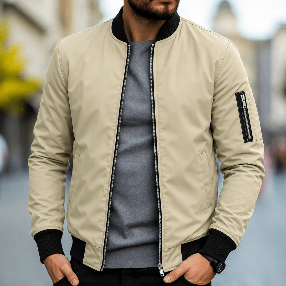 Blouson Bomber pour Homme avec Poche Zippée sur la Manche 4