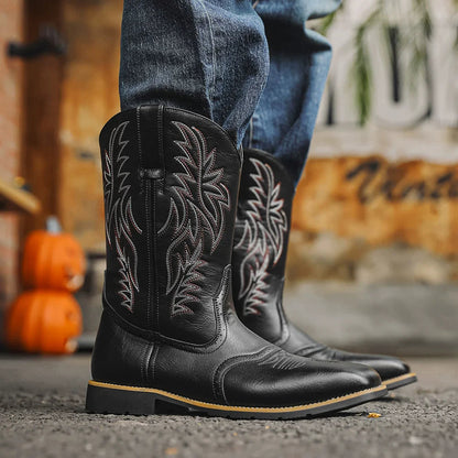 Bottes de cowboy western pour hommes avec tige brodée 3