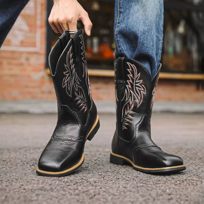 Bottes de cowboy western pour hommes avec tige brodée 4
