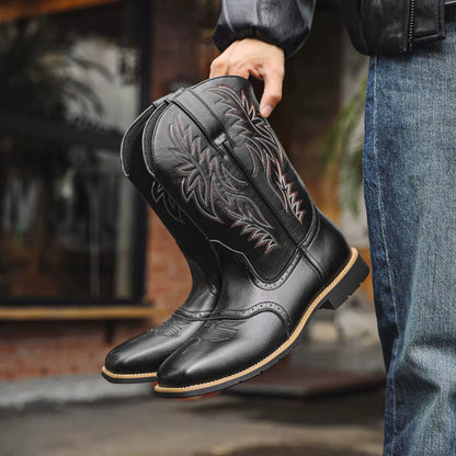Bottes de cowboy western pour hommes avec tige brodée 5