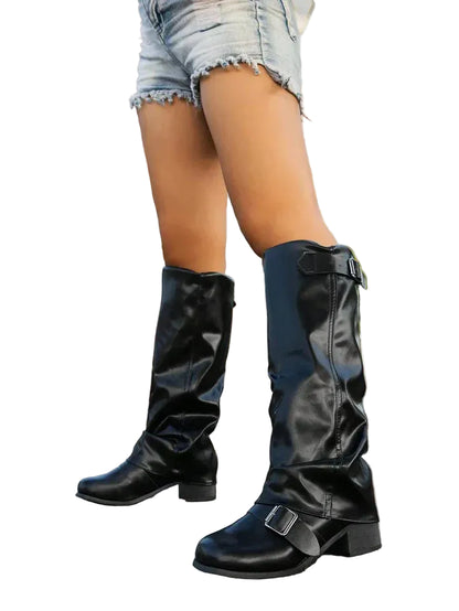 Bottes Femme Genou À Boucles Talon Bas-Gigié