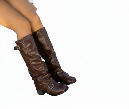 Bottes Femme Genou À Boucles Talon Bas-Gigié