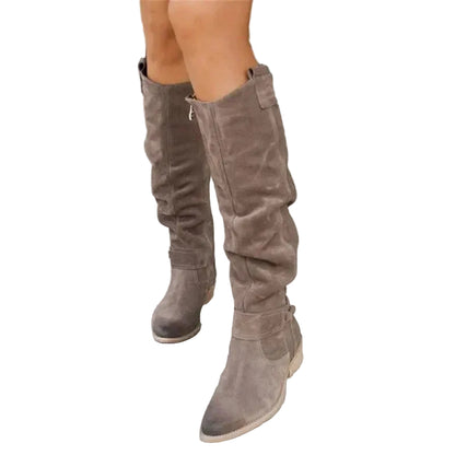 Bottes Hautes Femme Effet Daim & Fermeture Zippée Confortable-Gigié