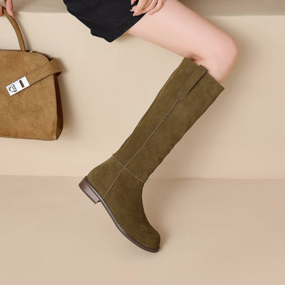 Bottes hautes en daim pour femme 10