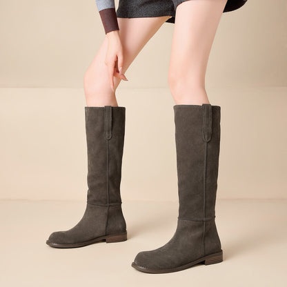 Bottes hautes en daim pour femme 11
