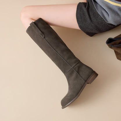 Bottes hautes en daim pour femme 15