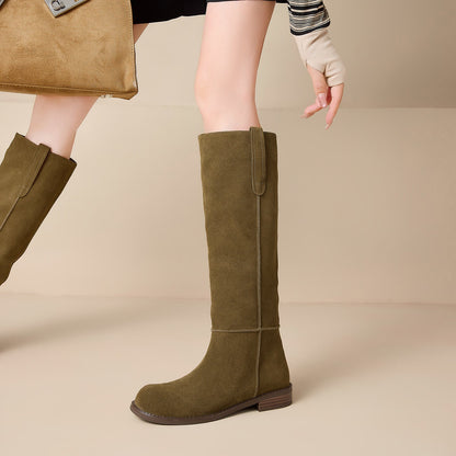 Bottes hautes en daim pour femme 8