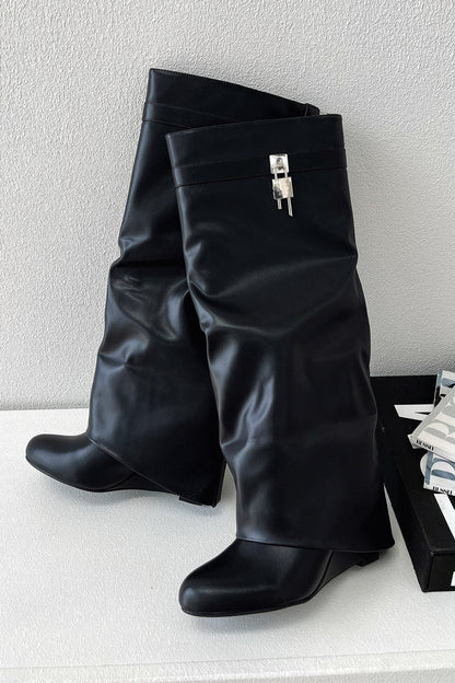 Bottes hautes slouchy pour femme avec détail replié 3