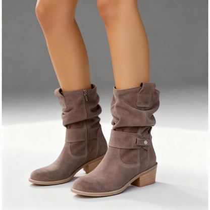 Bottes mi-mollet slouchy en daim pour femme 3