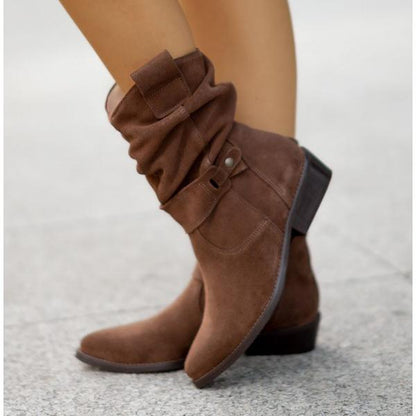 Bottes mi-mollet slouchy en daim pour femme 4