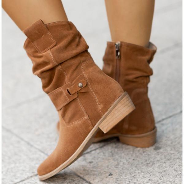 Bottes mi-mollet slouchy en daim pour femme 7