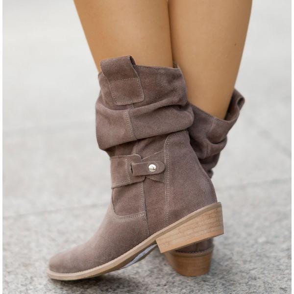Bottes mi-mollet slouchy en daim pour femme 8