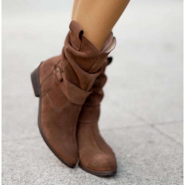 Bottes mi-mollet slouchy en daim pour femme 9