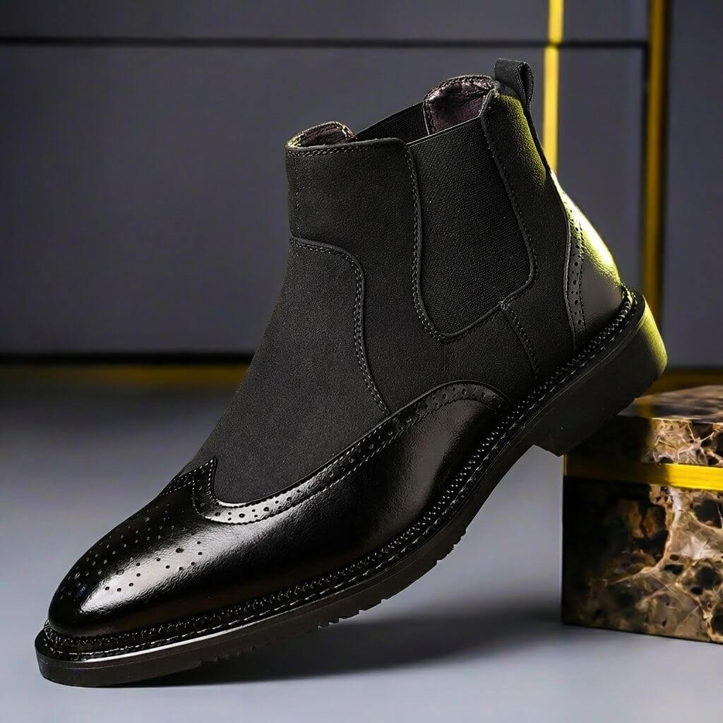 Bottines Chelsea pour homme avec détails brogues 2