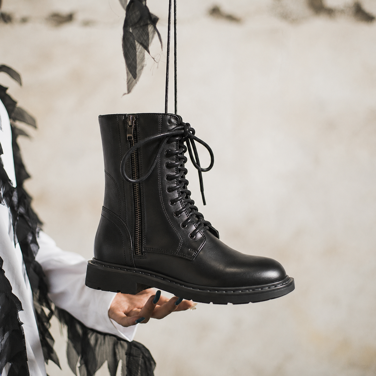 Bottines à lacets pour femme avec fermetures éclair latérales 3