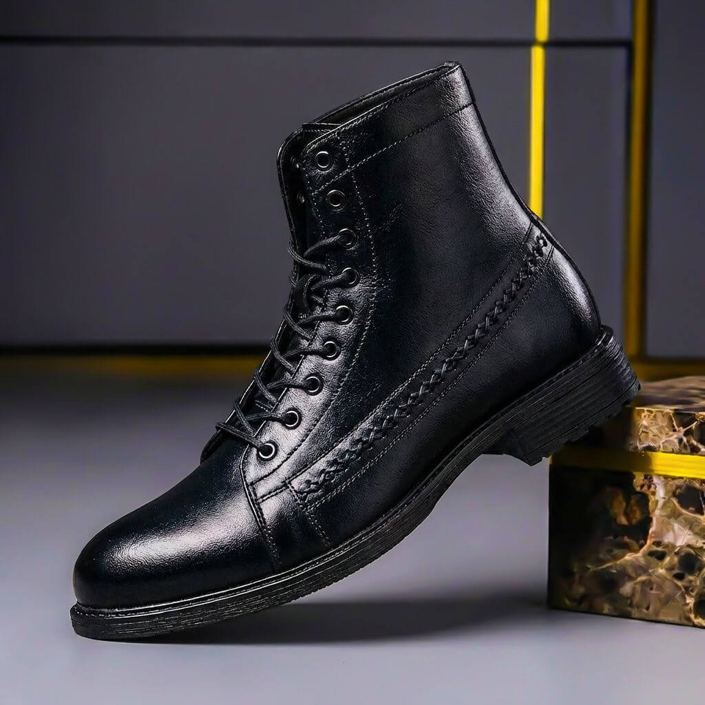 Bottines à lacets pour homme avec détail tressé sur le côté 2