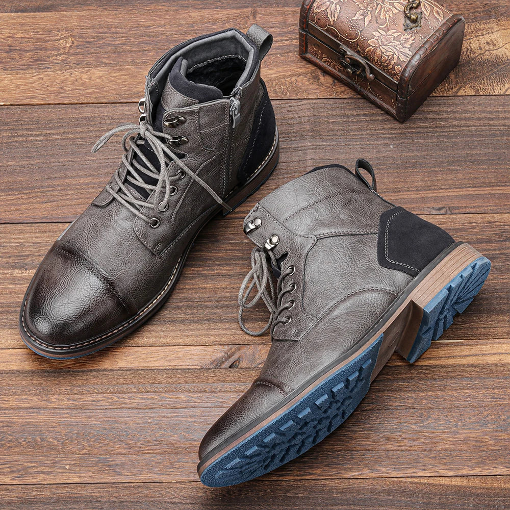 Bottines à lacets pour homme avec fermeture éclair latérale 4