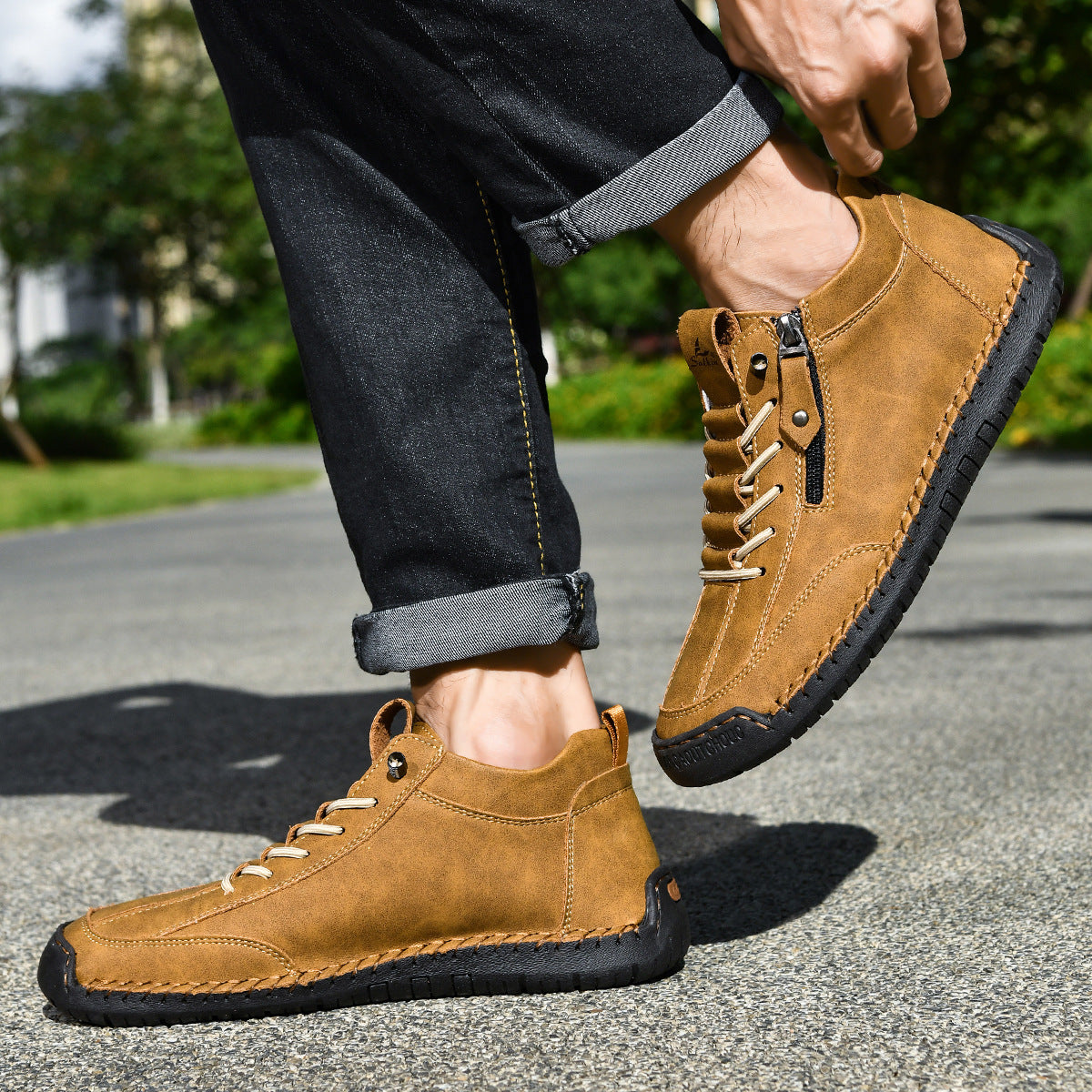 Bottines pour homme avec fermeture éclair latérale et lacets 13