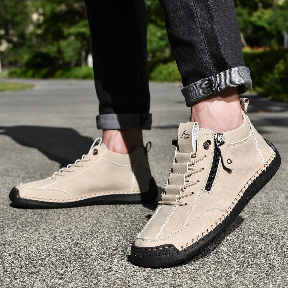 Bottines pour homme avec fermeture éclair latérale et lacets 14