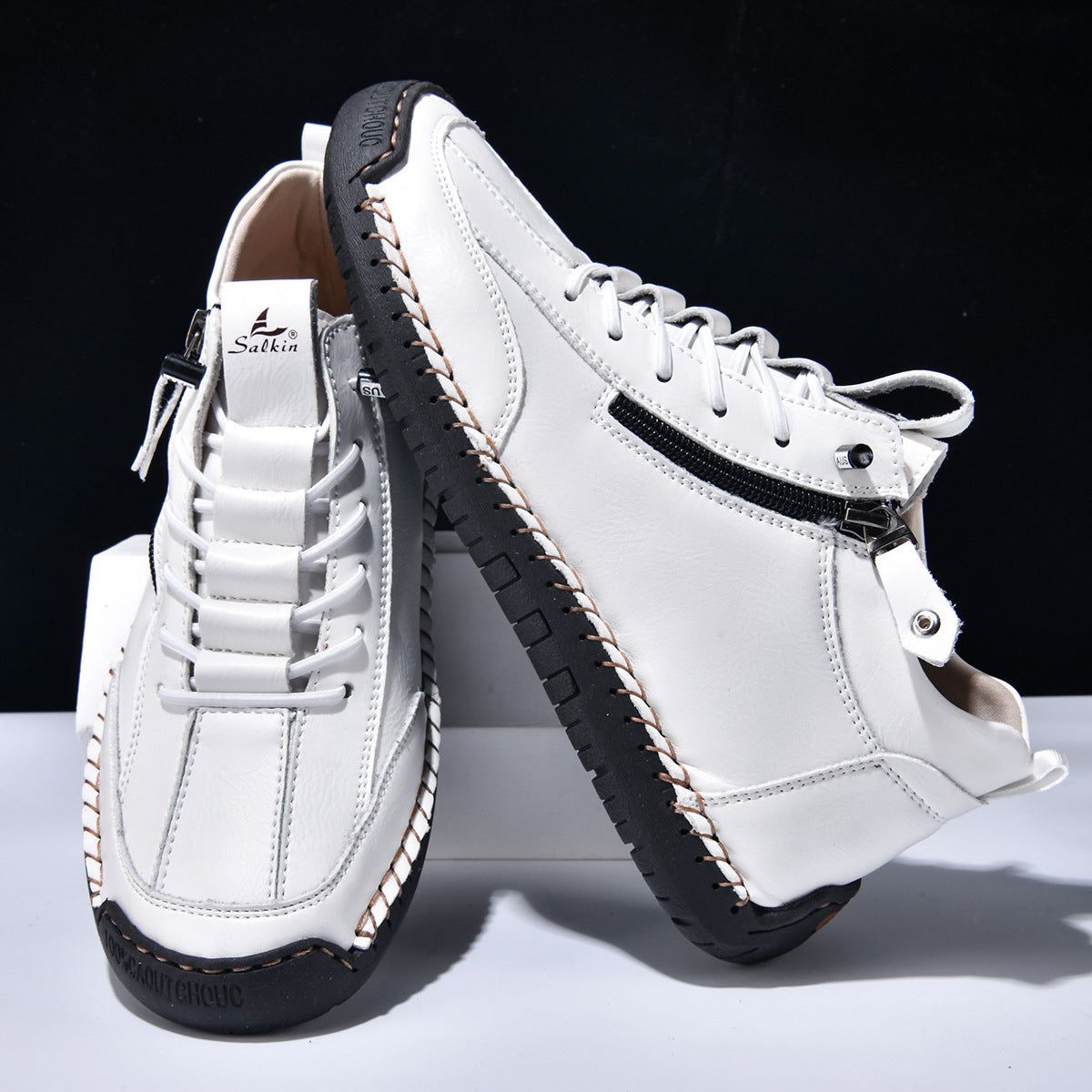 Bottines pour homme avec fermeture éclair latérale et lacets 17
