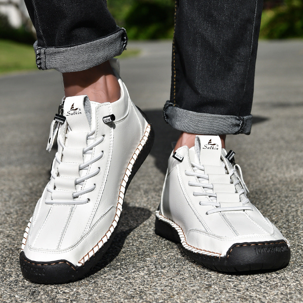 Bottines pour homme avec fermeture éclair latérale et lacets 19