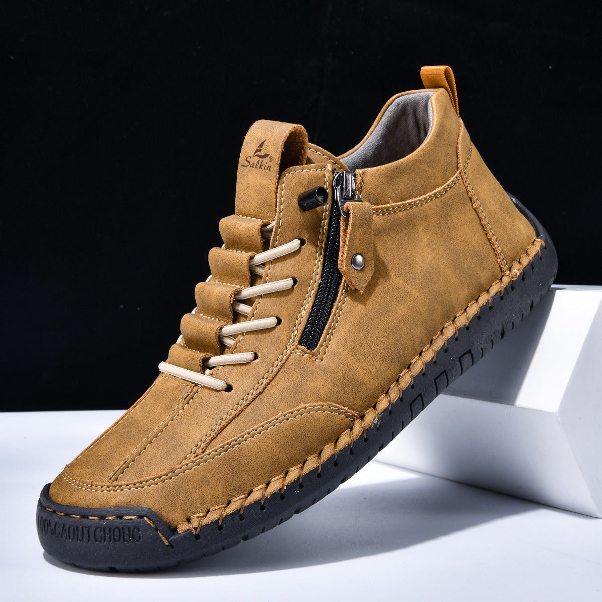Bottines pour homme avec fermeture éclair latérale et lacets 2