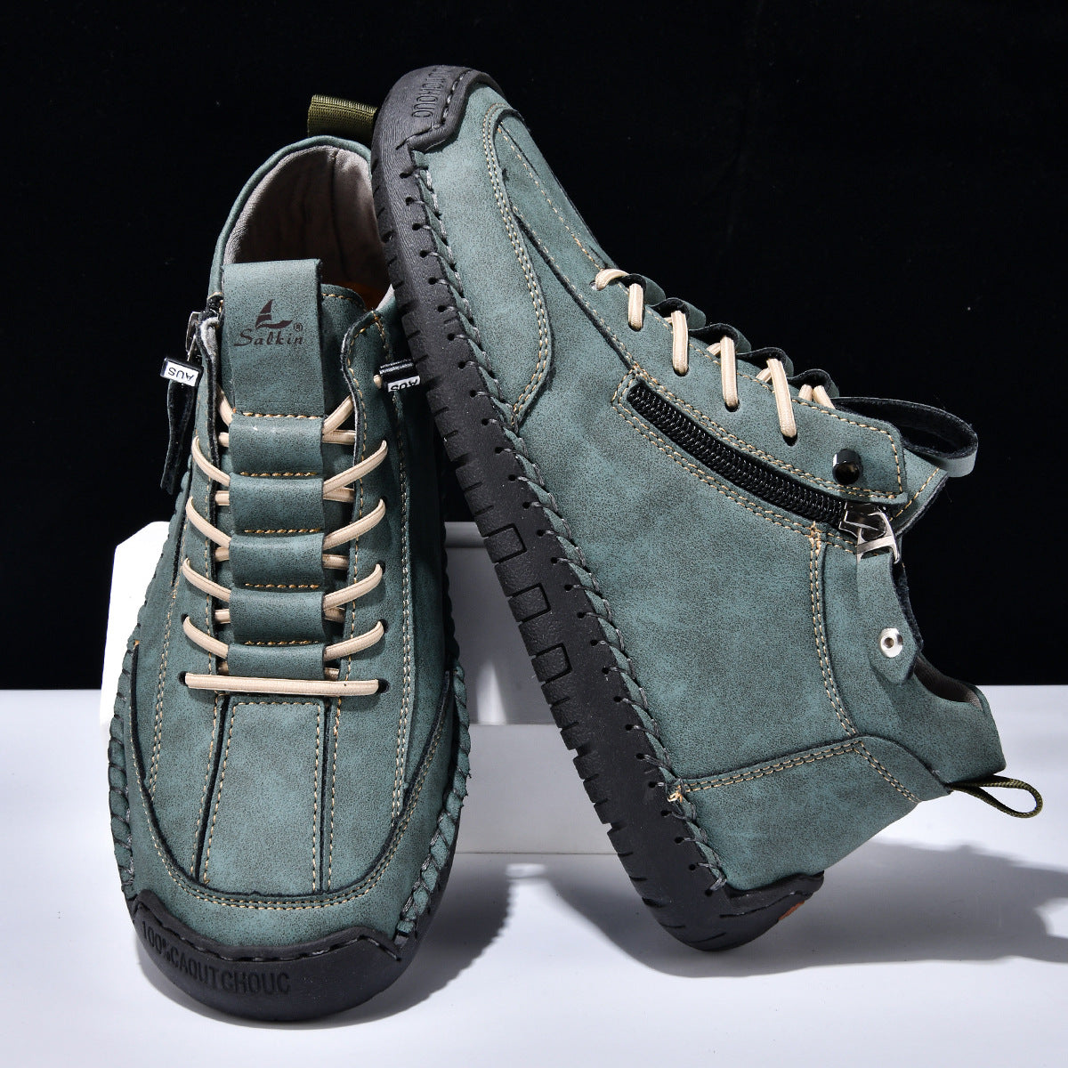 Bottines pour homme avec fermeture éclair latérale et lacets 24
