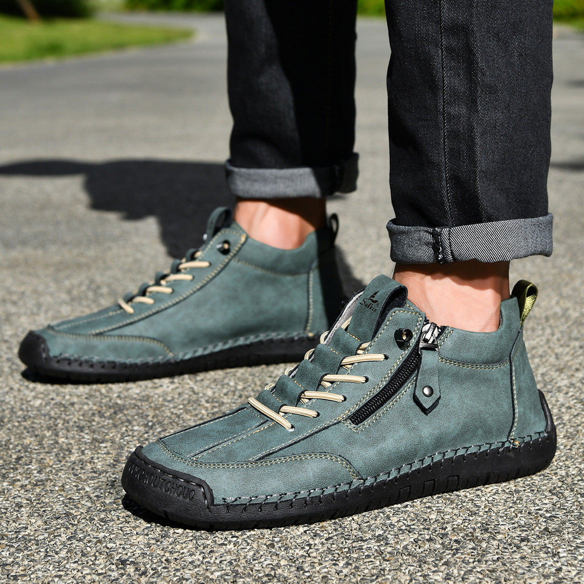 Bottines pour homme avec fermeture éclair latérale et lacets 25