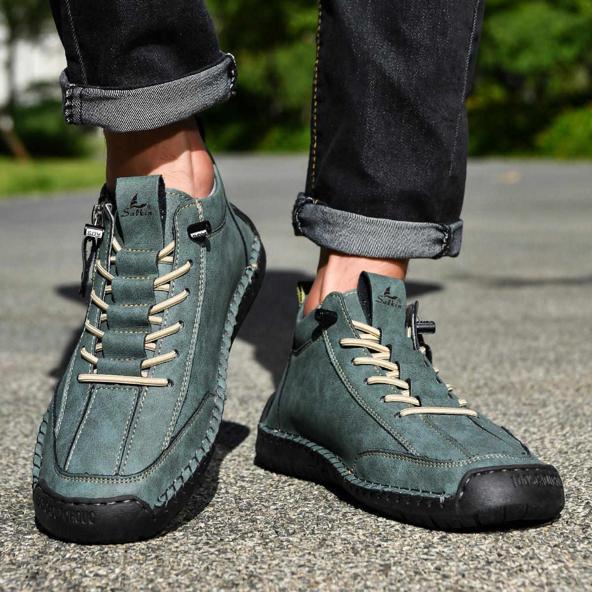 Bottines pour homme avec fermeture éclair latérale et lacets 26