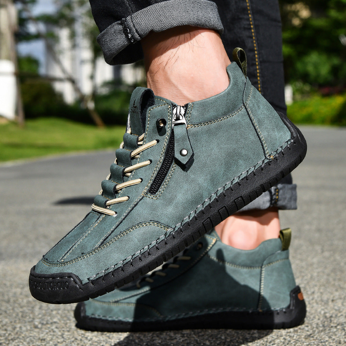 Bottines pour homme avec fermeture éclair latérale et lacets 27