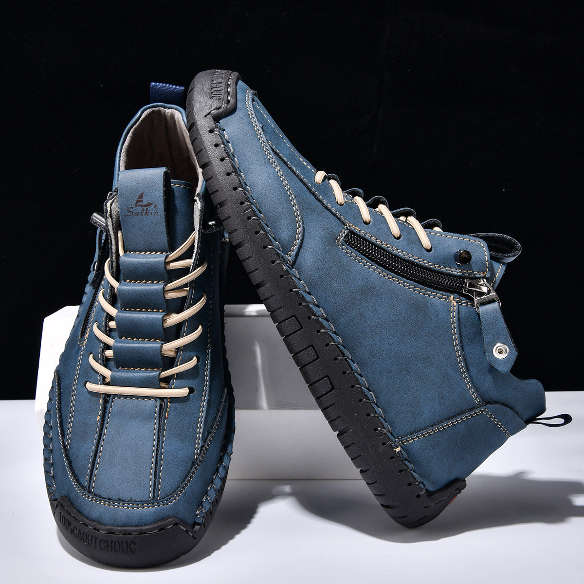 Bottines pour homme avec fermeture éclair latérale et lacets 29
