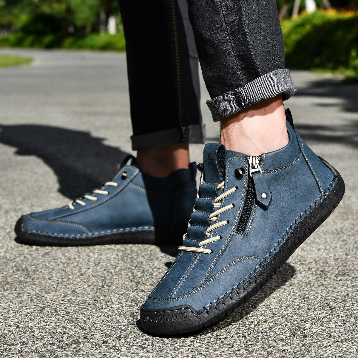 Bottines pour homme avec fermeture éclair latérale et lacets 30