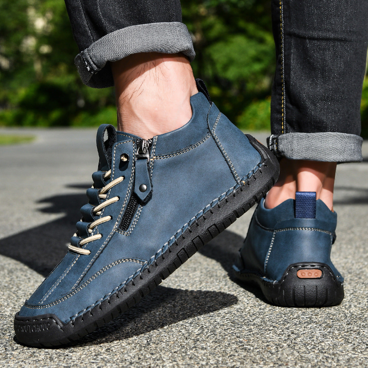 Bottines pour homme avec fermeture éclair latérale et lacets 31