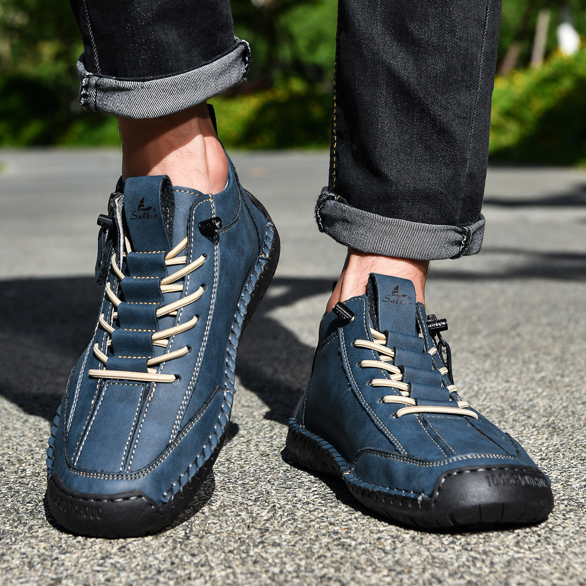 Bottines pour homme avec fermeture éclair latérale et lacets 32
