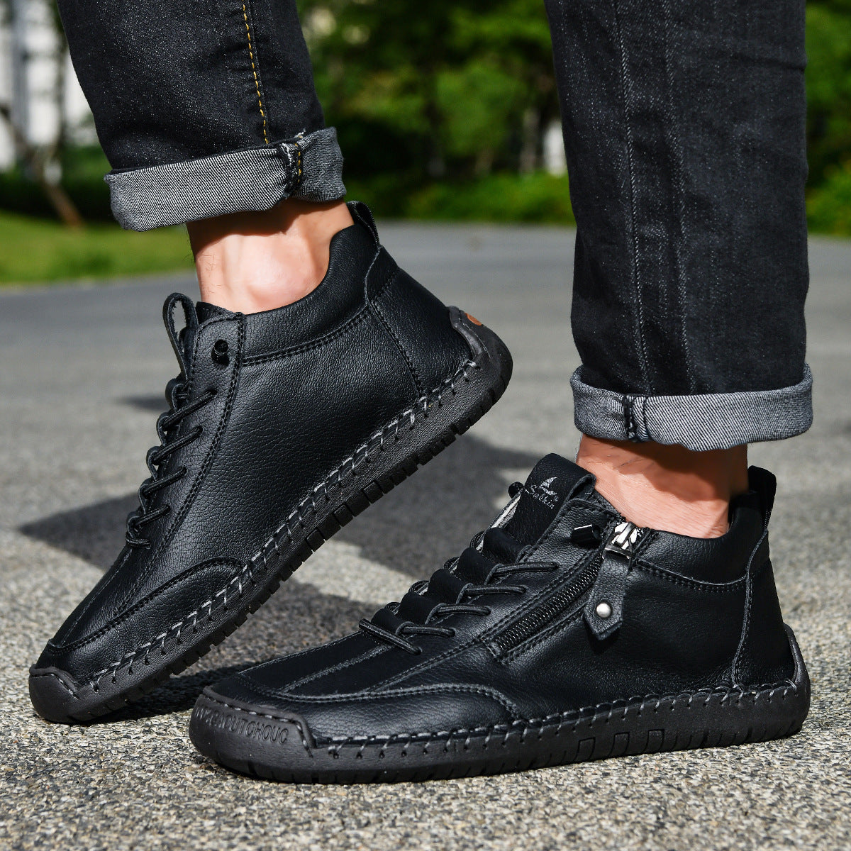 Bottines pour homme avec fermeture éclair latérale et lacets 36