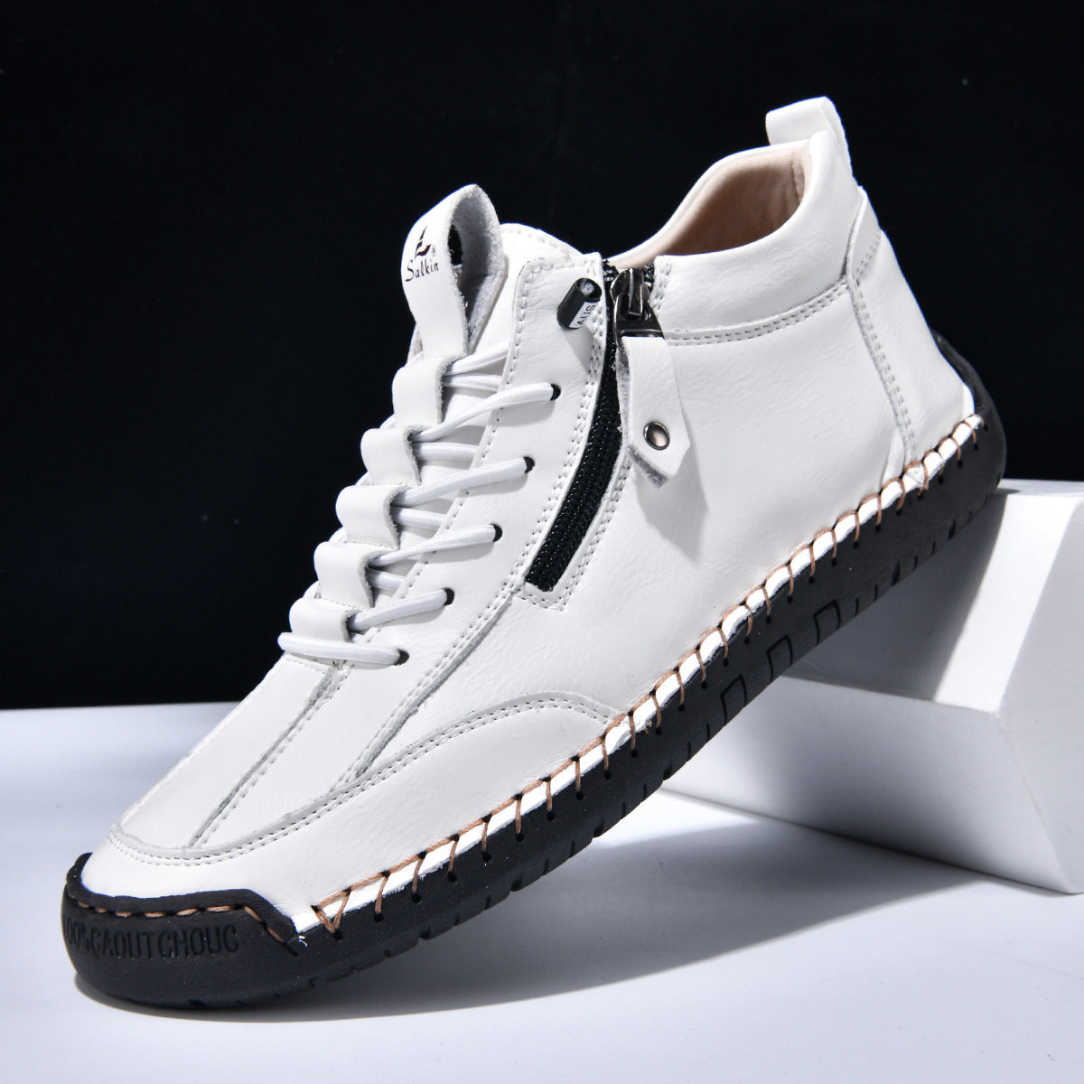 Bottines pour homme avec fermeture éclair latérale et lacets 4