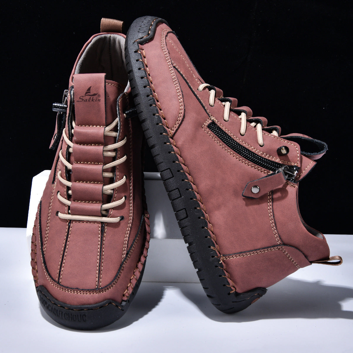 Bottines pour homme avec fermeture éclair latérale et lacets 6